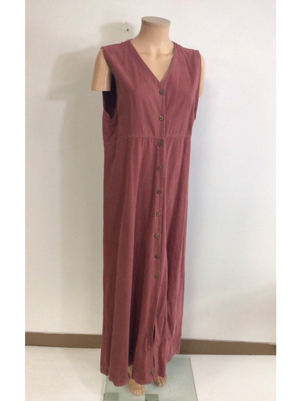 Vintage 90’s Cottagecore Pink Maxi Dress Sleeveless Prairie Picnic Womens Large